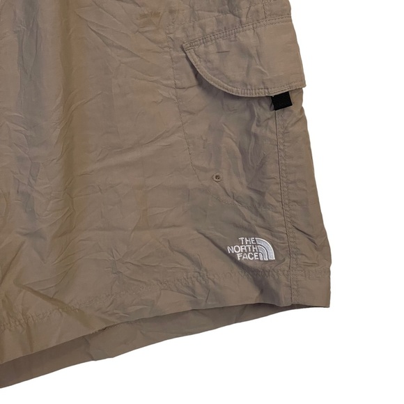 The North Face Tan Beige Flat Front Mesh Lined Nylon Hiking Activewear Shorts - Picture 5 of 13